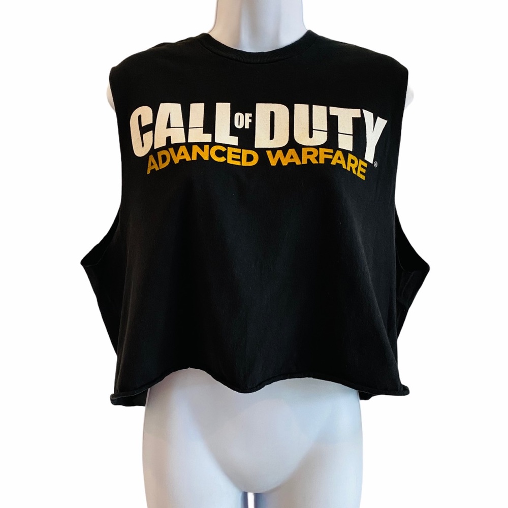 Call Of Duty Black Cropped Muscle Tee Size L